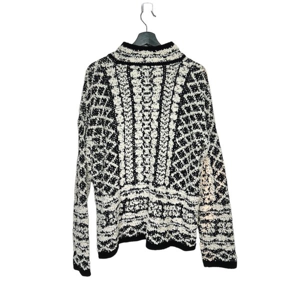 Solitaire by Ravi Khosla Black White High Neck Chunky Hand Knit Sweater xl - Picture 9 of 9